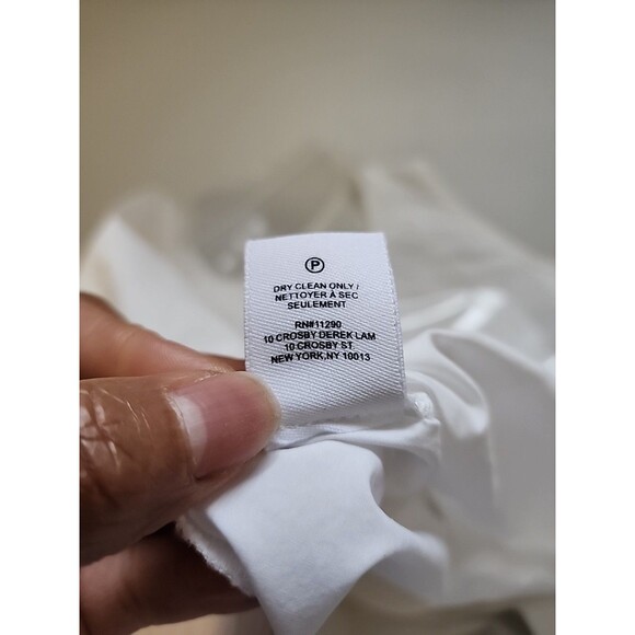 Derek Lam Tank Top Womens 10 White Crosby Top Half Button Front V Split Hem - Picture 11 of 11